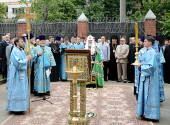 Святейший Патриарх Кирилл освятил закладной камень в основание храма, возводимого на территории Главного управления МВД по Центральному федеральному округу