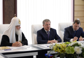 Святейший Патриарх Кирилл принял участие в церемонии запуска новой кабельной линии на Валааме