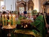 В канун дня памяти преподобных Сергия и Германа Валаамских Святейший Патриарх Кирилл совершил всенощное бдение в Спасо-Преображенском соборе Валаамского монастыря